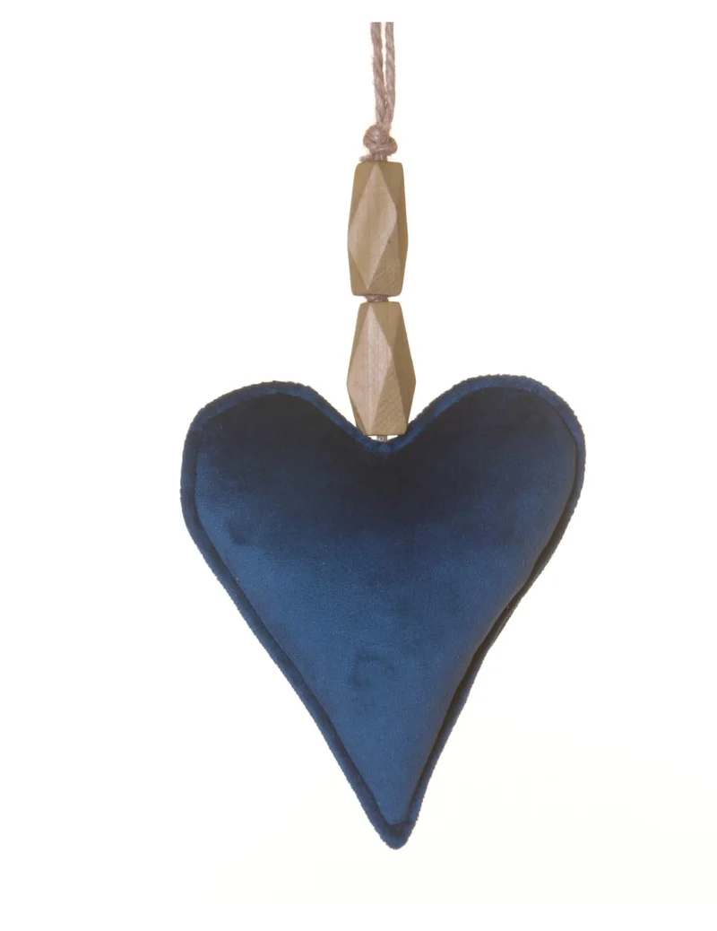 Marineblaues Samtherz zum Aufhängen 15 cm für Weihnachten