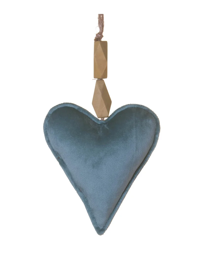 Aufhänger Herz aus blauem Samt 15 cm schicke Weihnachtsdekoration