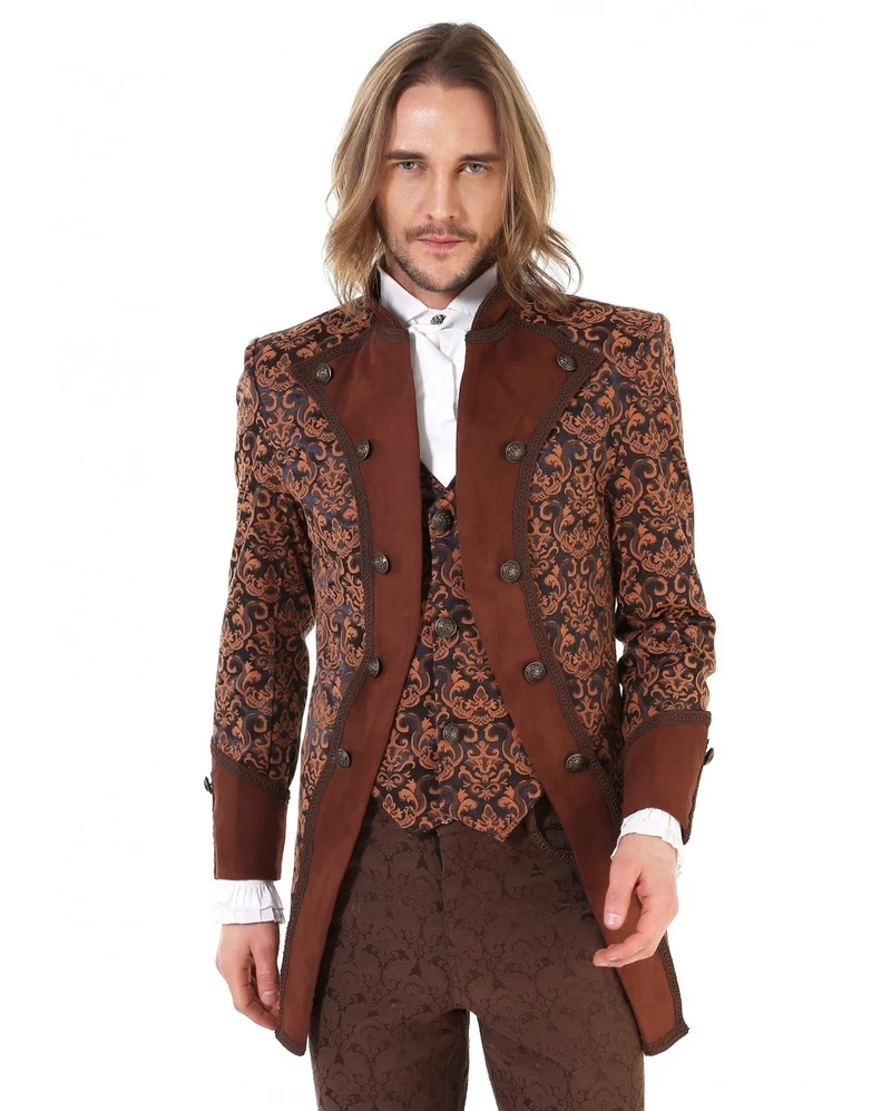 Steampunk Aristokrat Herren Mantel Braun
