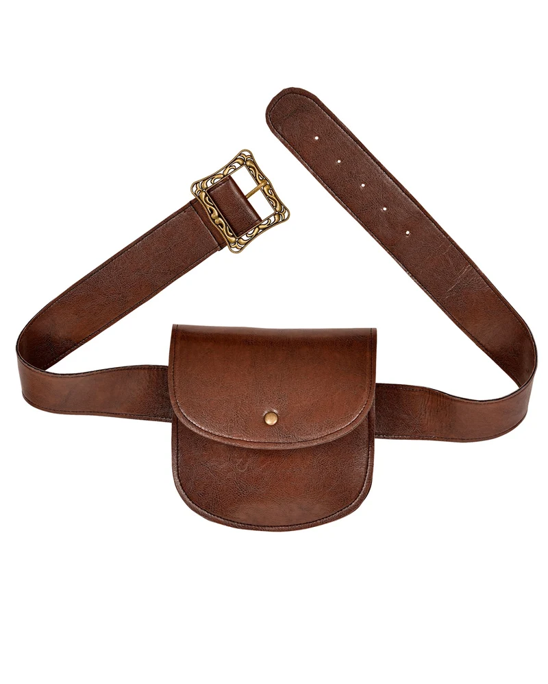 Kunstleder Gürtel mit Tasche braun