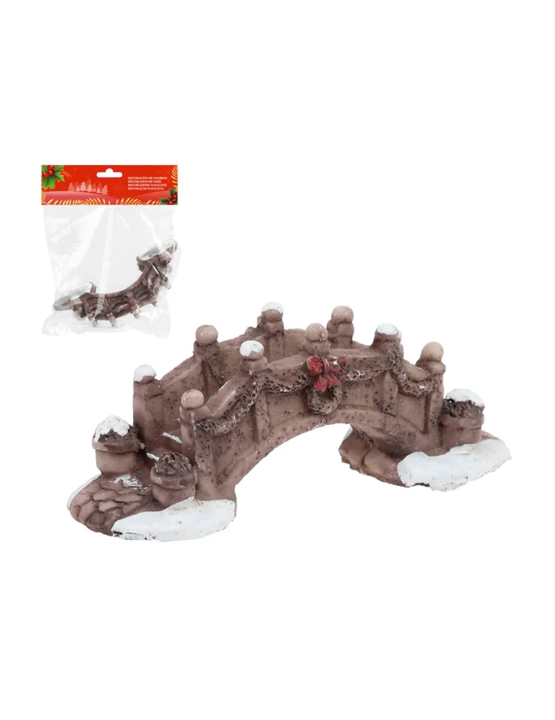 Weihnachtsbrückendekoration für Weihnachtsdorf 14 x 10 cm aus Harz