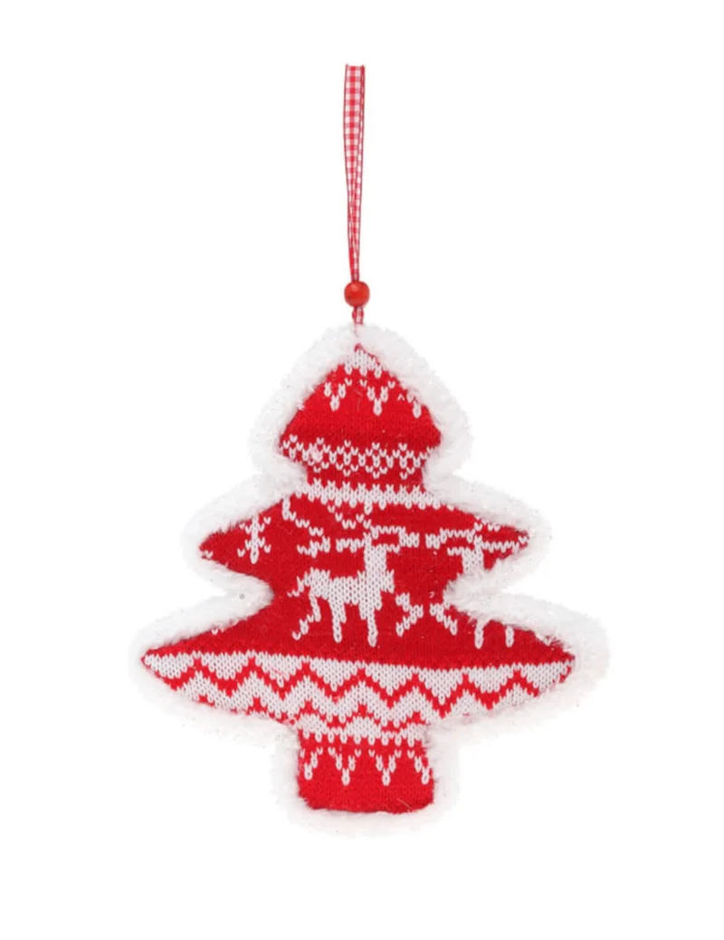 Roter und weißer 20 cm Weihnachtsbaum-Hänger mit Weihnachtspullover-Motiv