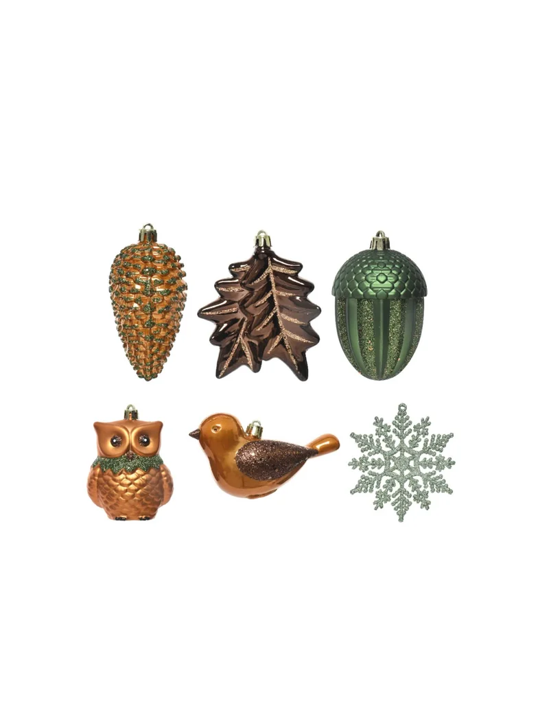 20 Weihnachtsbaumschmuck Natur 10 cm, Tiere und Schneeflocken
