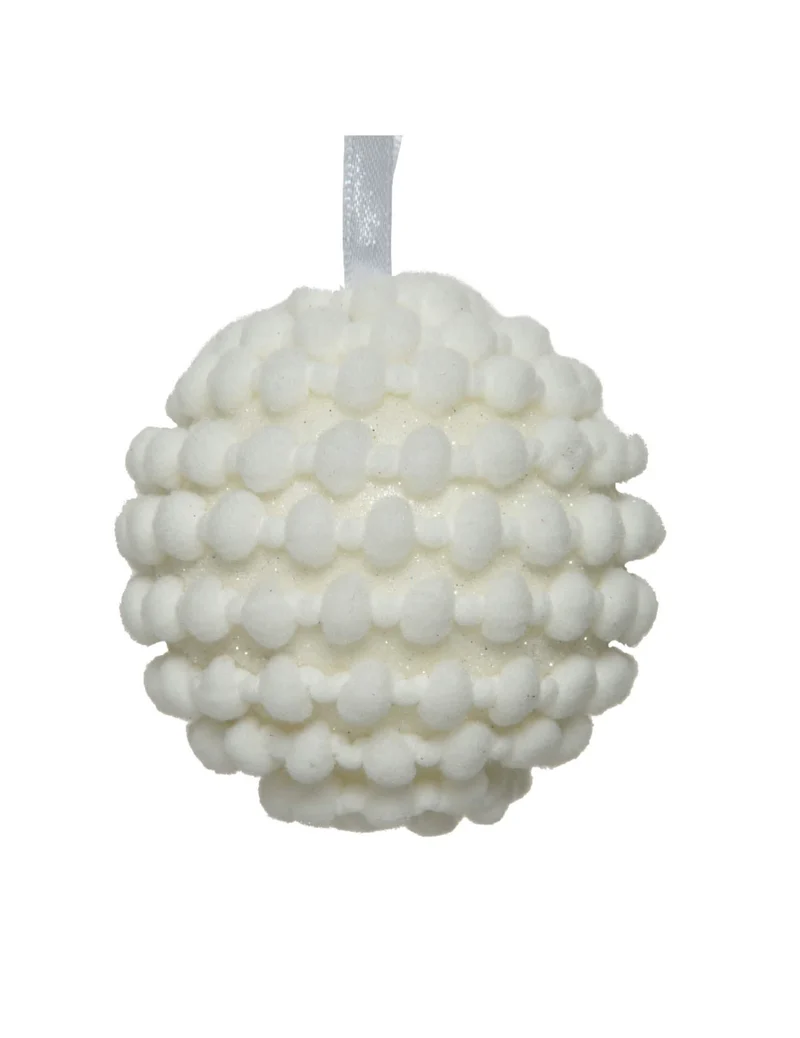 Weihnachtsbaumkugel mit Baumwoll- und Glitzereffekt 8 cm polare Atmosphäre