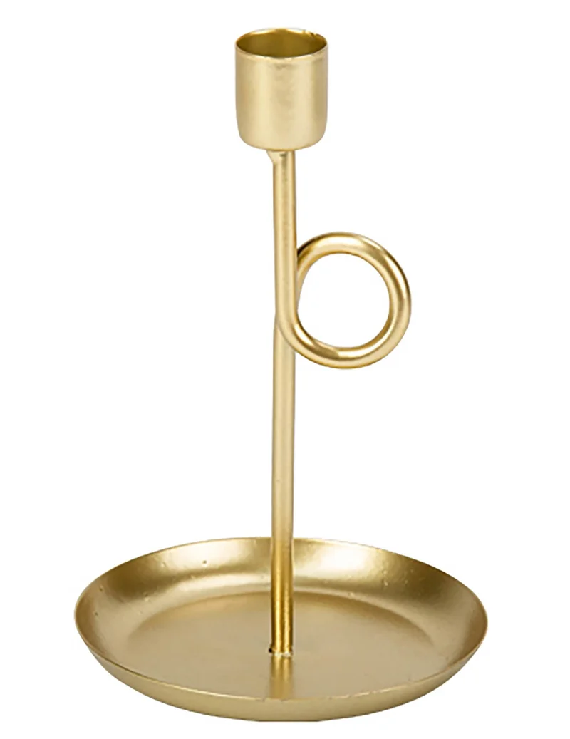Goldfarbener Stehkerzenhalter aus Messing 16,5 cm Tischdekoration