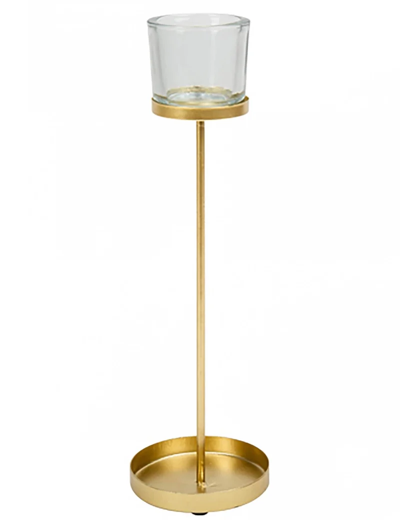 Goldener Stehleuchter aus Metall, 32 cm, Hochzeits- und Weihnachtsdekoration