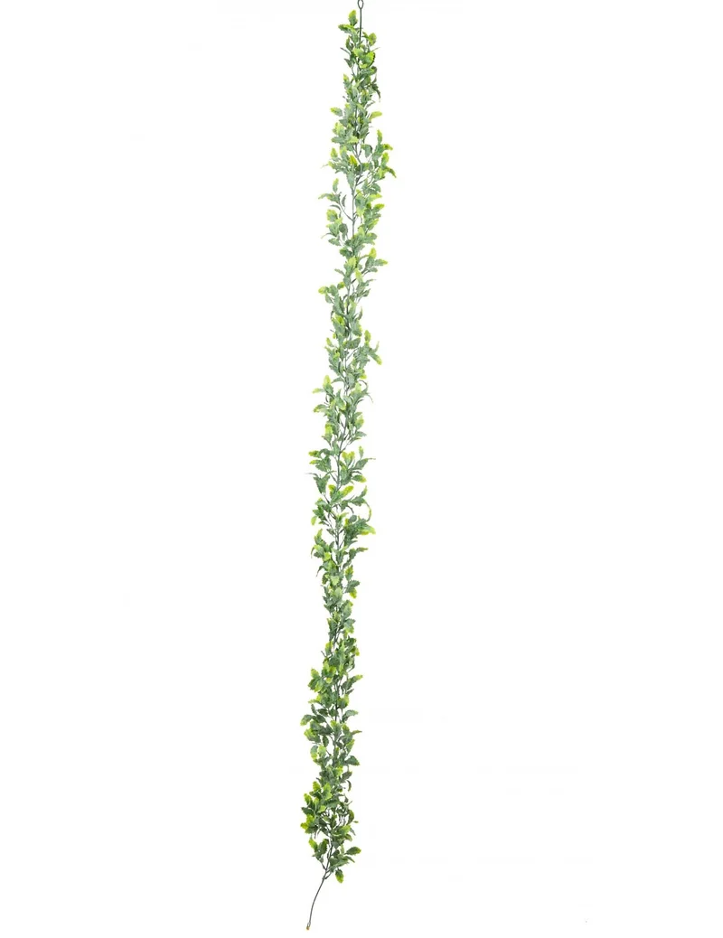 Stechpalmenblatt-Girlande 175 cm Raureif-Optik