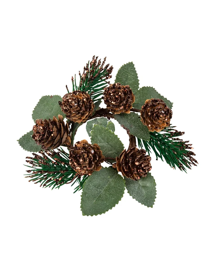 Serviettenring Tanne und Tannenzapfen 12 cm Schokoladenglimmer