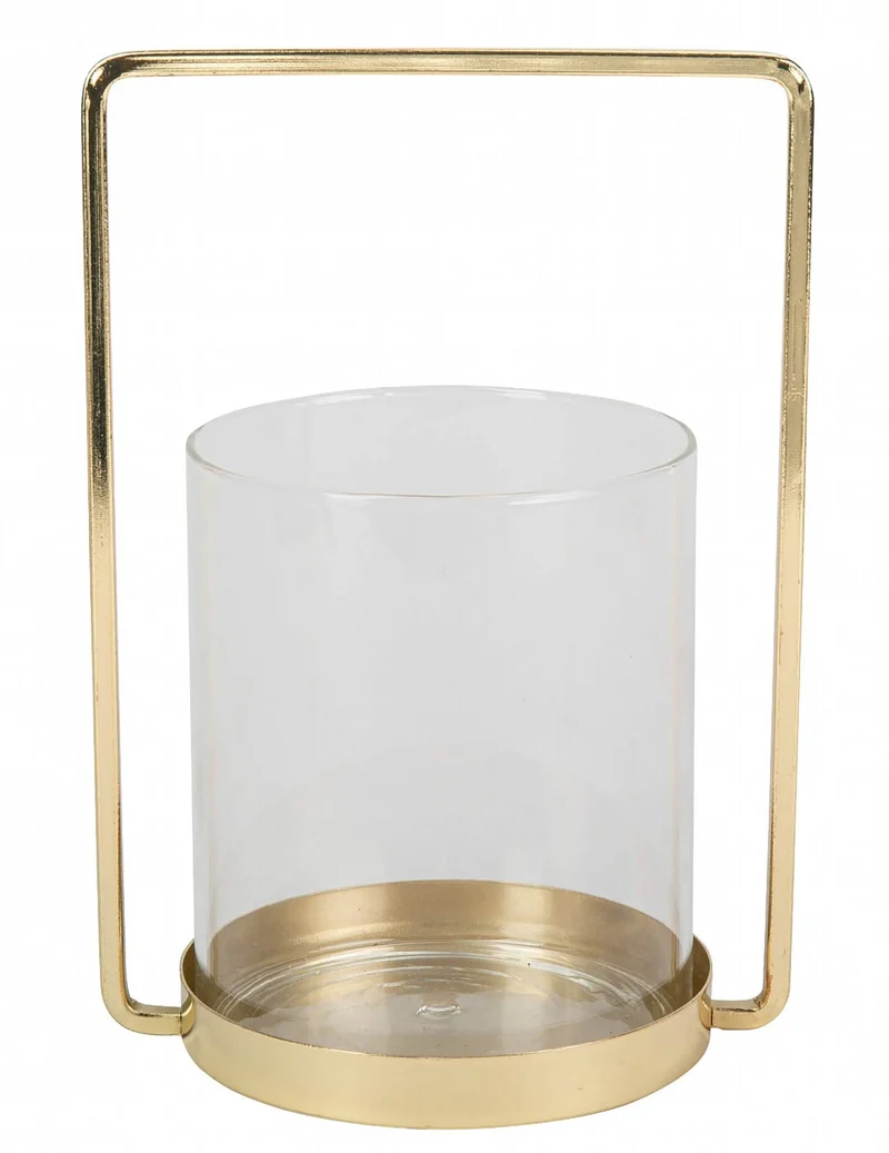 Goldgerahmter Glas-Teelichthalter 19,5 cm für Hochzeit