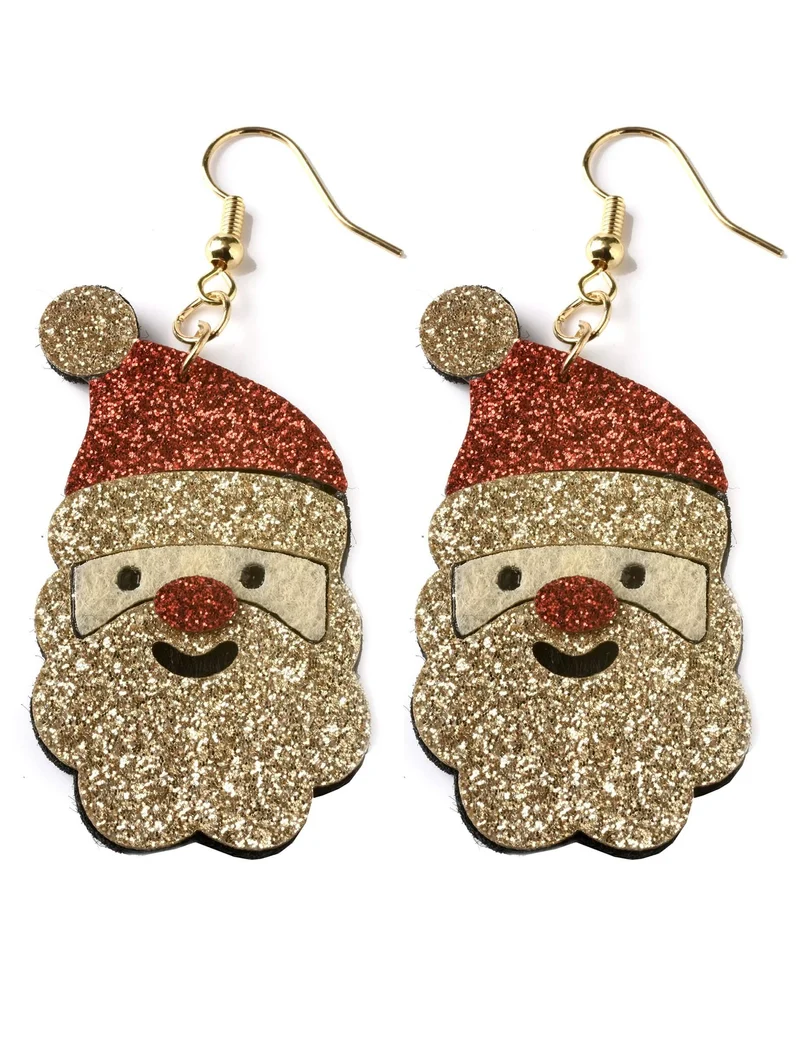 Ohrringe Weihnachtsmann mit Glitzer