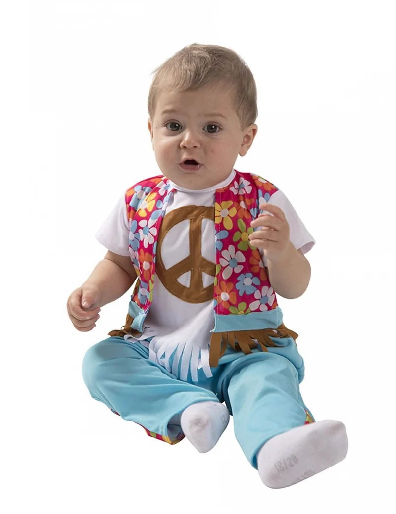 Hippie-Babybkostüm 60er-Jahre-Verkleidung für Fasching bunt