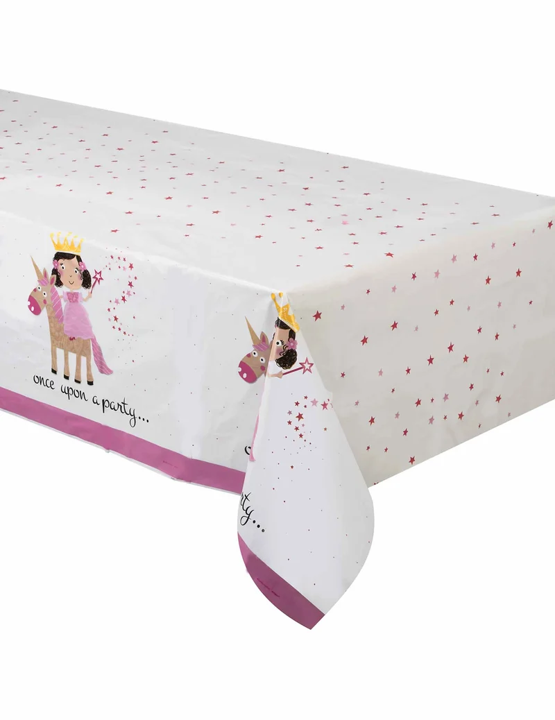 Plastik-Tischdecke Prinzessin und Einhorn 137 x 213 cm für Geburtstag