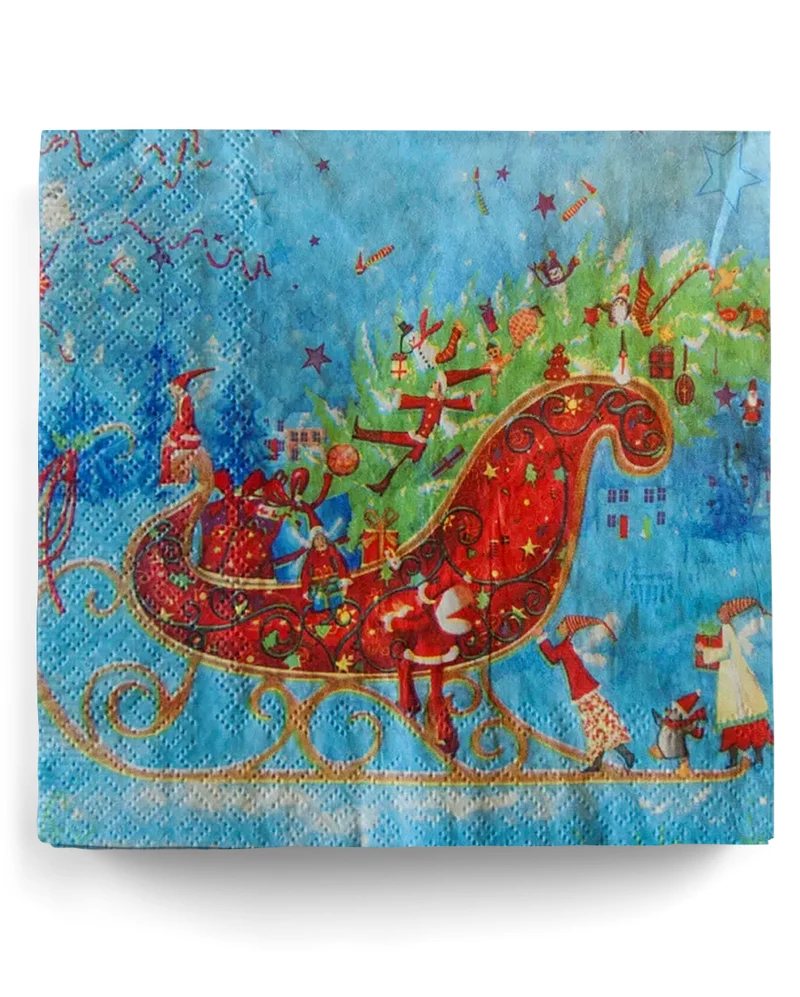 Weihnachtsservietten mit Schlittenmotiv