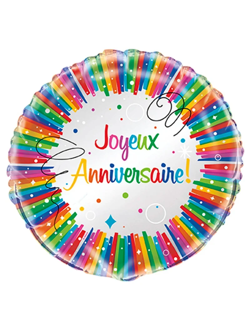 Mehrfarbiger Happy Birthday Aluminiumballon 45 cm aufblasbar