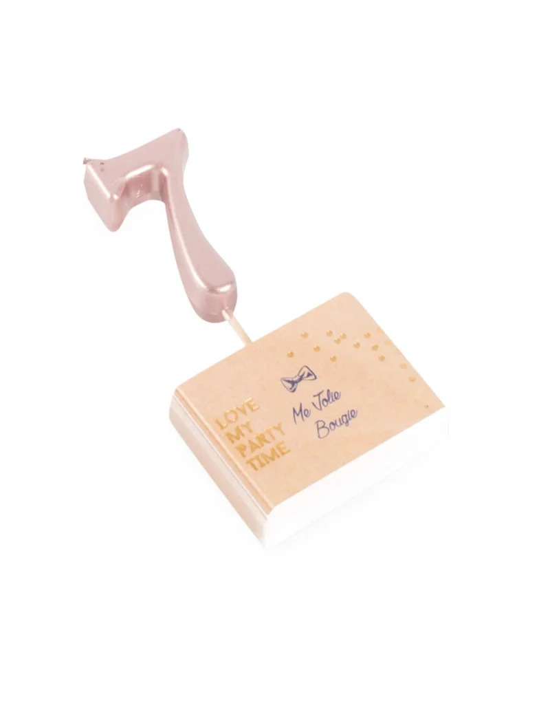 Geburstagszahlkerze 7 Roségold 4,3 cm metallic