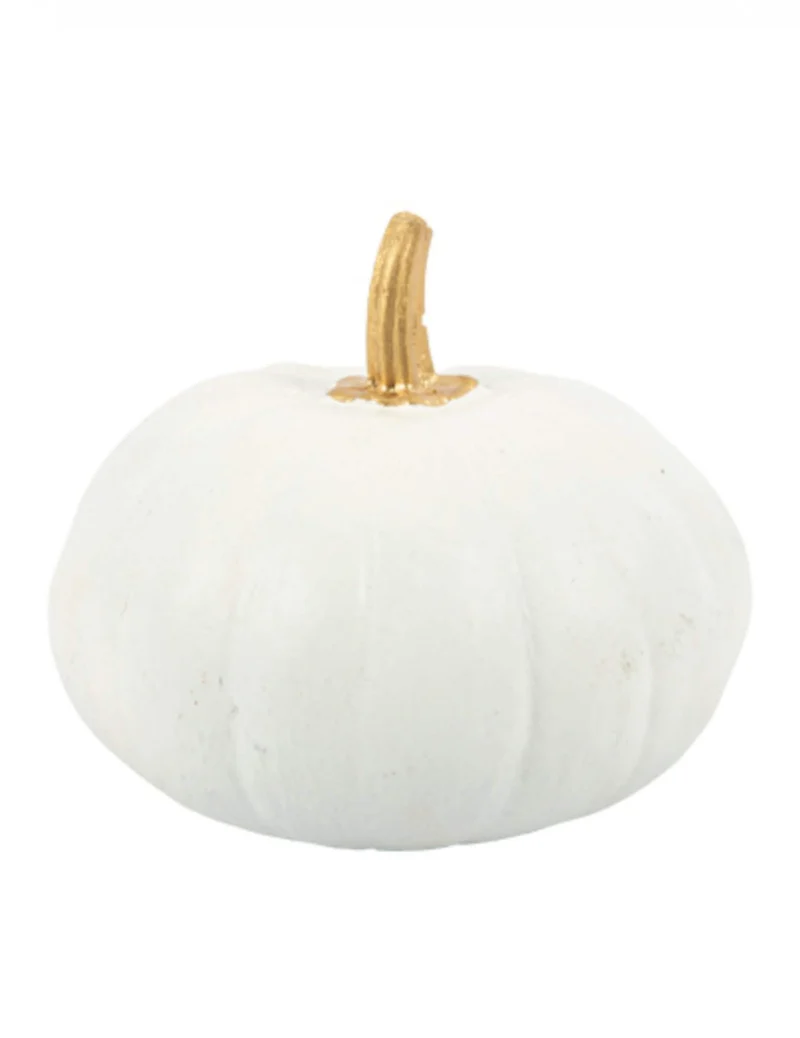Moderne Kürbis-Deko für Halloween weiß-gold 15 cm