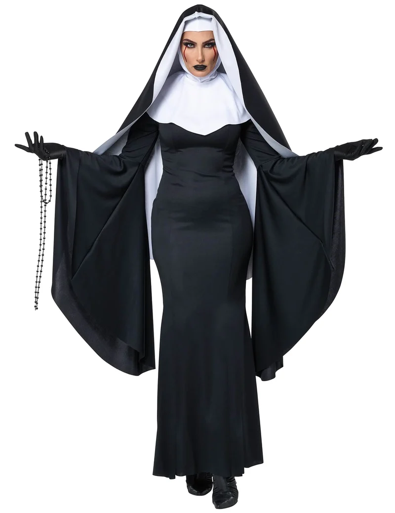 Langes Nonnenkostüm für Damen Deluxe