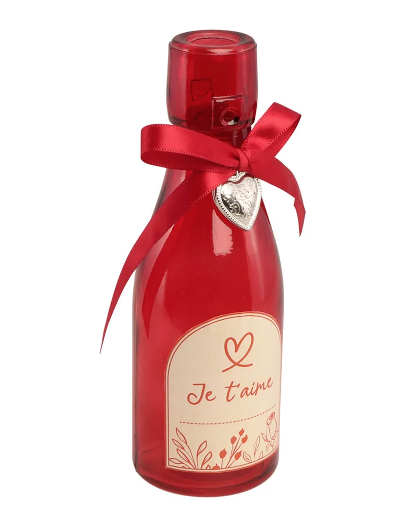 Rote Glasflasche Herz Ich liebe dich 16 cm