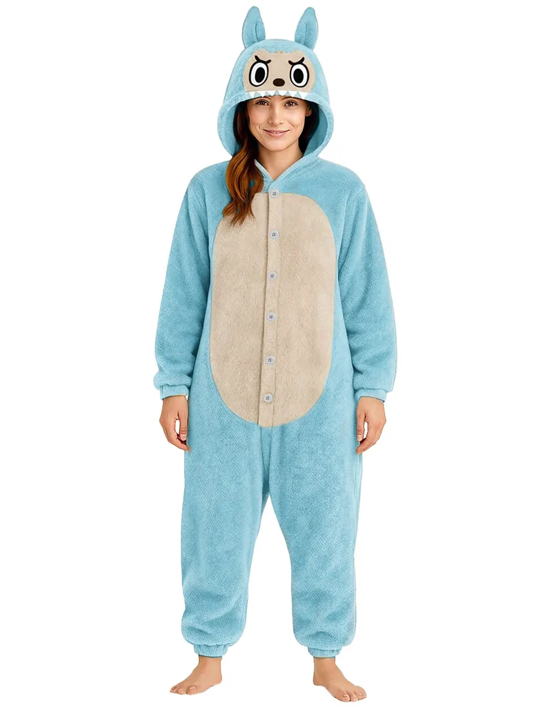 Blaues Monster Plüschkostüm für Damen
