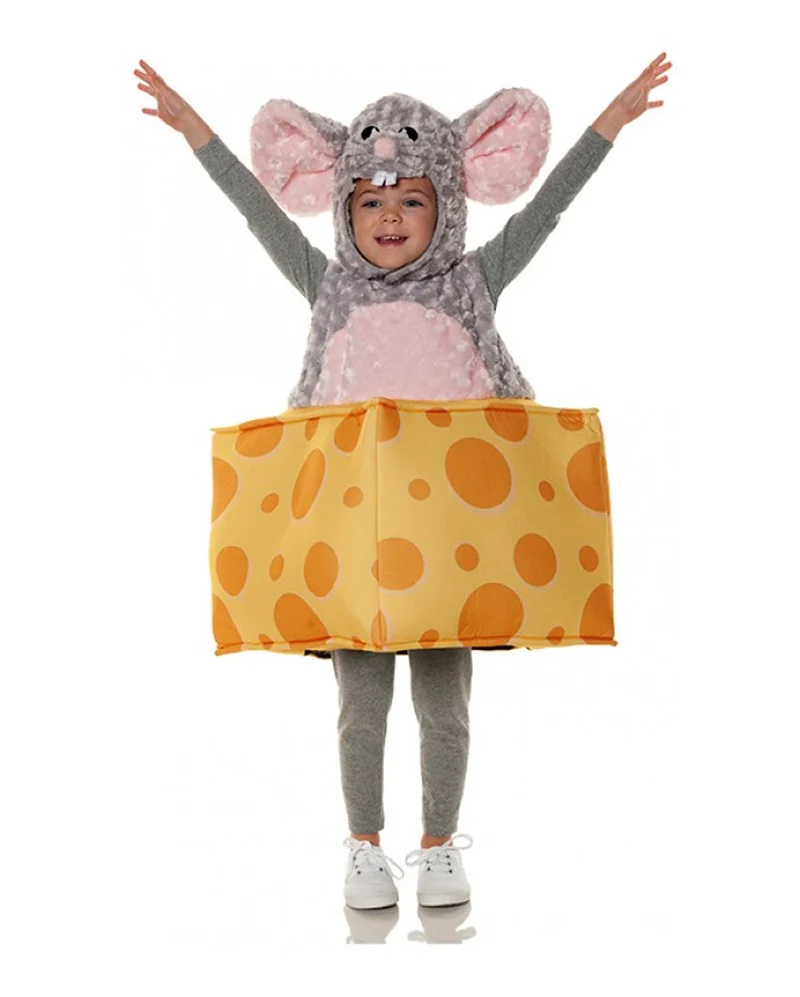 Süße Maus mit Käsestück Kleinkinderkostüm