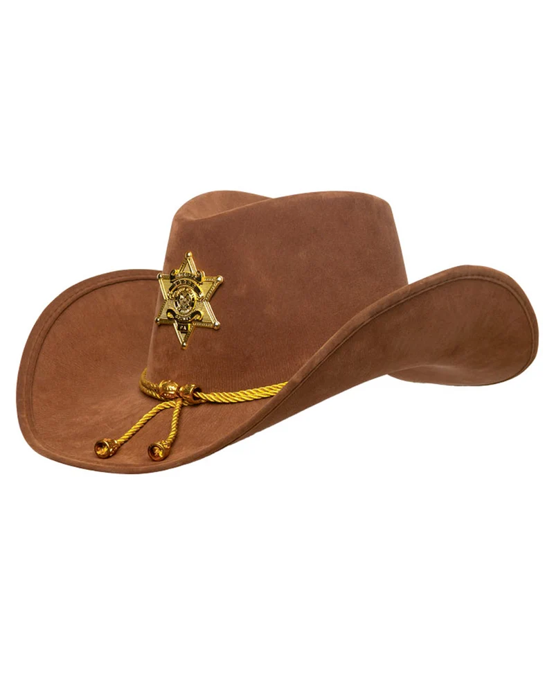 Sheriff Kostümhut braun mit Stern & Hutband