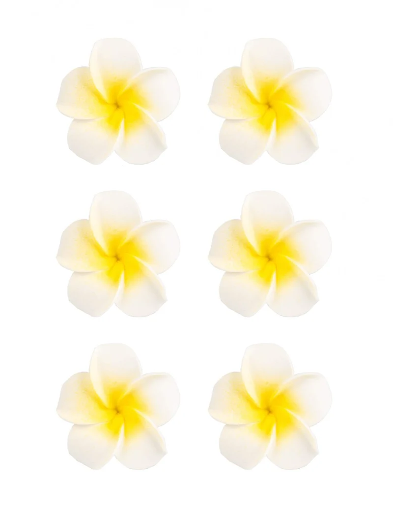6 weiße künstliche Monoi-Blumen 5 cm aus selbstklebendem Schaumstoff