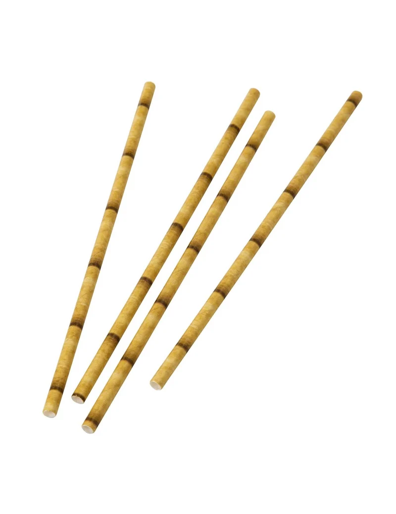 30 Papierstrohhalme Bambus 16 cm