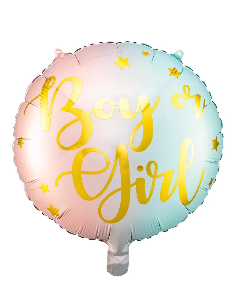 Ballon aus Aluminium "Boy or Girl" Pastell 35 cm für Gender Reveal