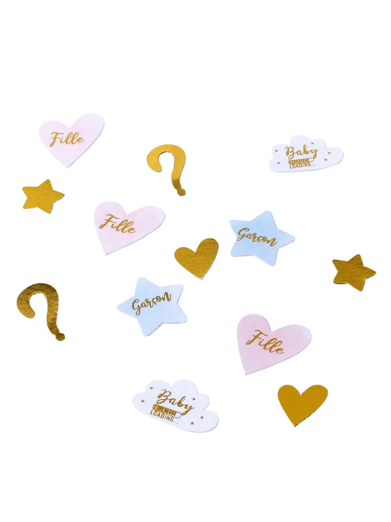 100 Mädchen oder Jungen Konfetti in Rosa, Blau und Gold für Gender Reveal