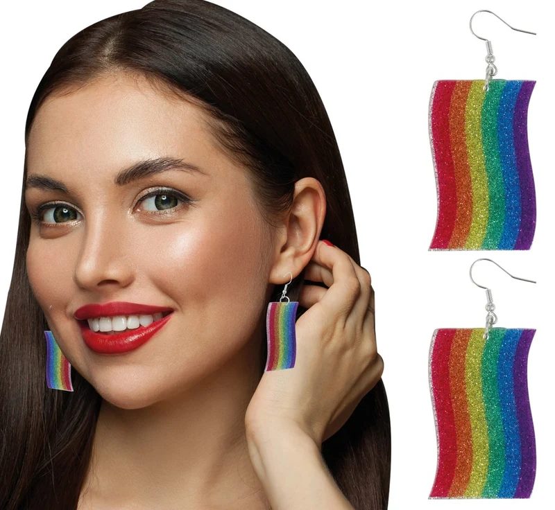 Regenbogen-Ohrringe Glitter