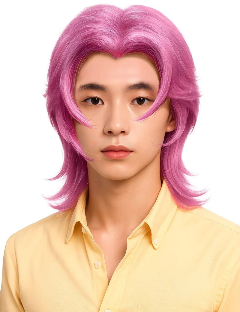 K-Pop Perücke in Rosa für Herren