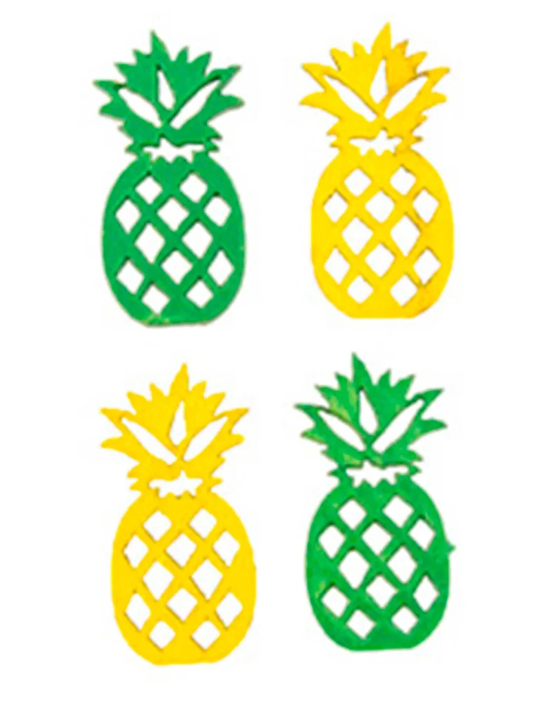 18 gelb-grüne Holz-Ananas 3,5 x 1,7 cm für Tischdekoration