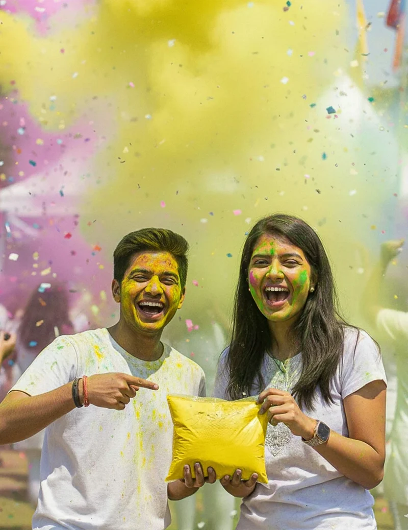 Holi-Farbpulver Beutel 500 g Neon-Gelb