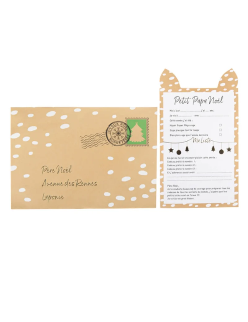 Brief an den Weihnachtsmann mit Reh-Umschlag 10 x 17,5 cm zum Ausfüllen