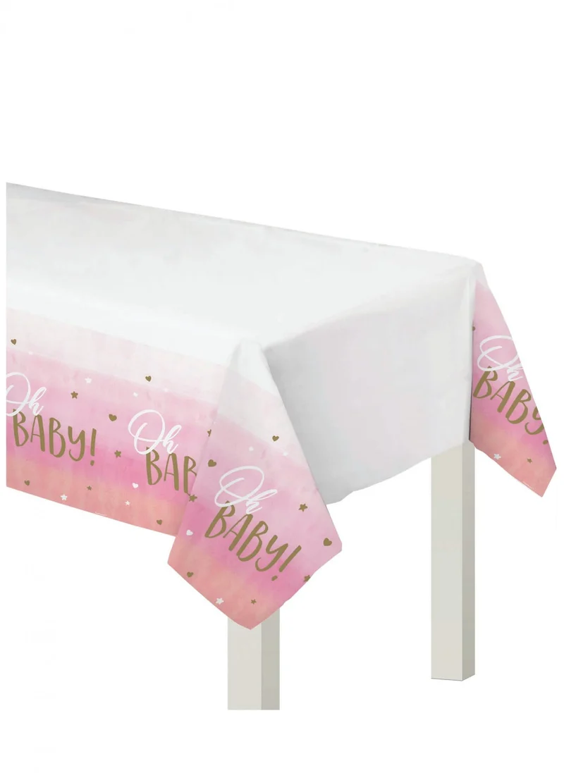 Plastik-Tischdecke Oh Baby Rosa und Gold 137 x 259 cm für Babyparty
