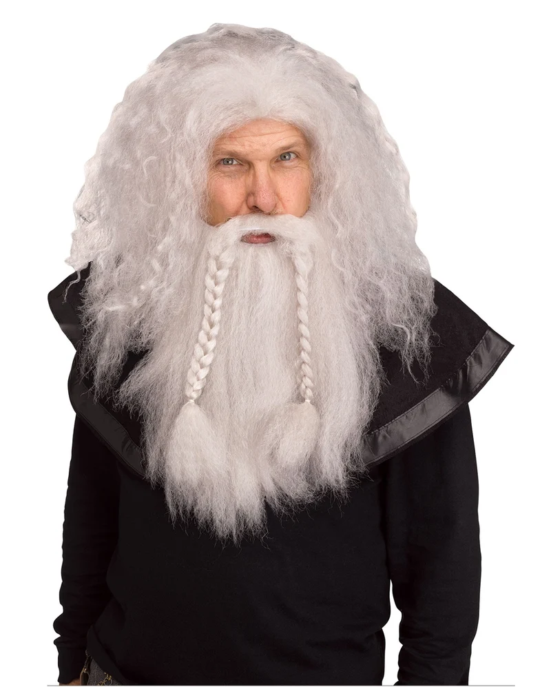 Graue Viking Perücke mit Bart