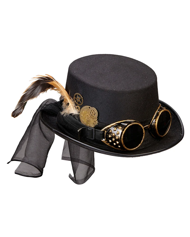 Steampunk Zylinder mit Fliegerbrille als Zubehör