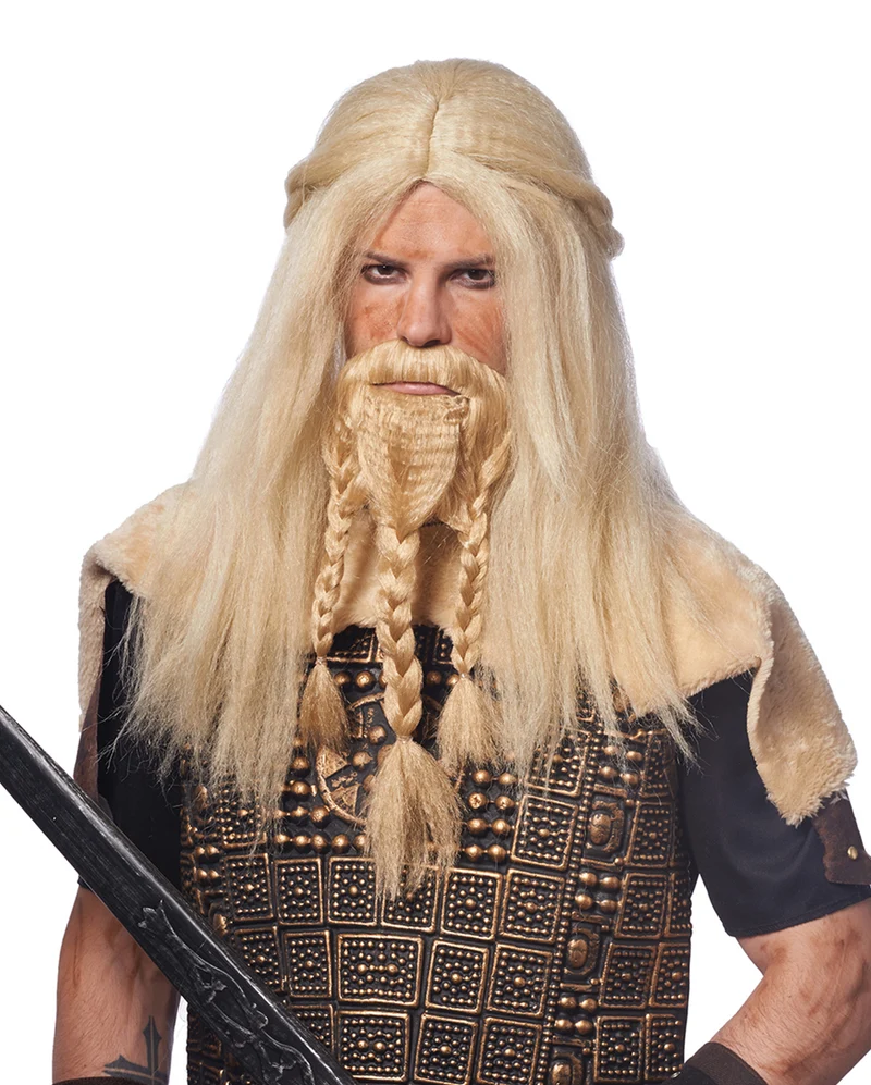 Vikinger Perücke mit Bart Blond