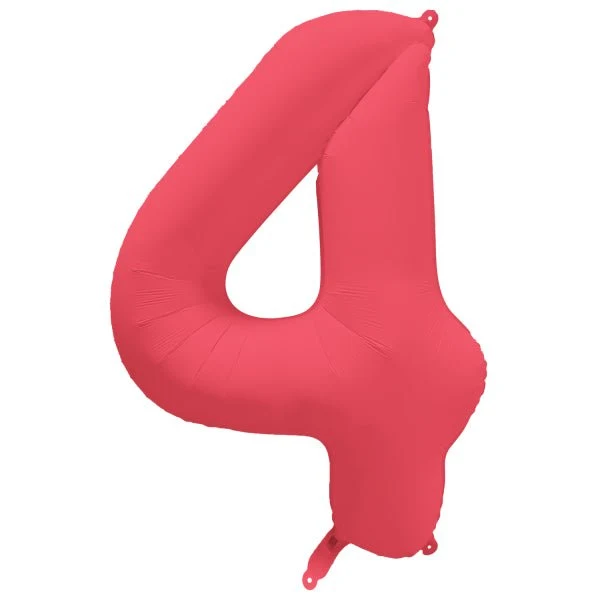 4 Jahr Figur Ballon Rot Neon Leer 86cm