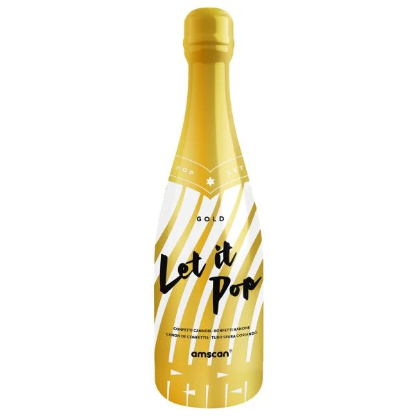 Champagnerflasche Konfettikanone Gold 32cm
