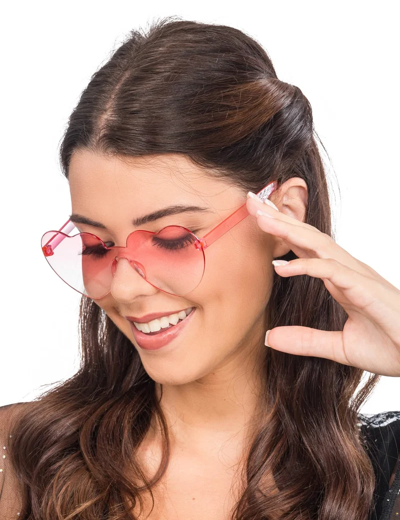 Herzbrille getönte Gläser rosa für Erwachsene