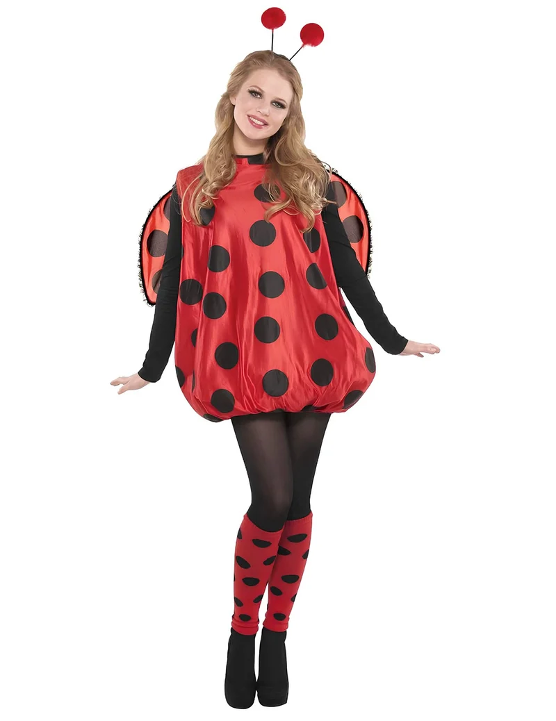 Marienkäfer Kostüm Damen rot mit schwarzen Punkten