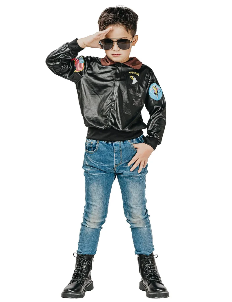 Schwarze Pilotenjacke für Kinder