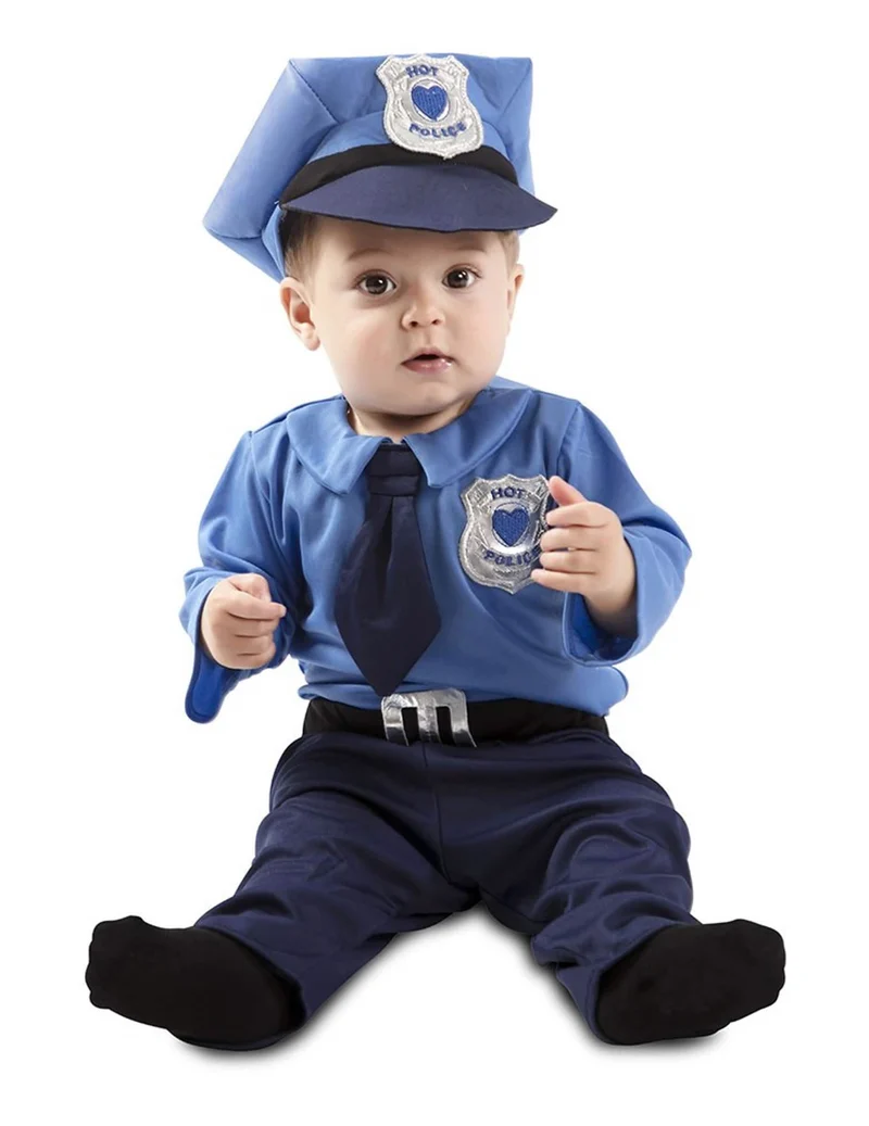 Polizei-Kostüm für Kleinkinder Faschings-Verkleidung blau-silber
