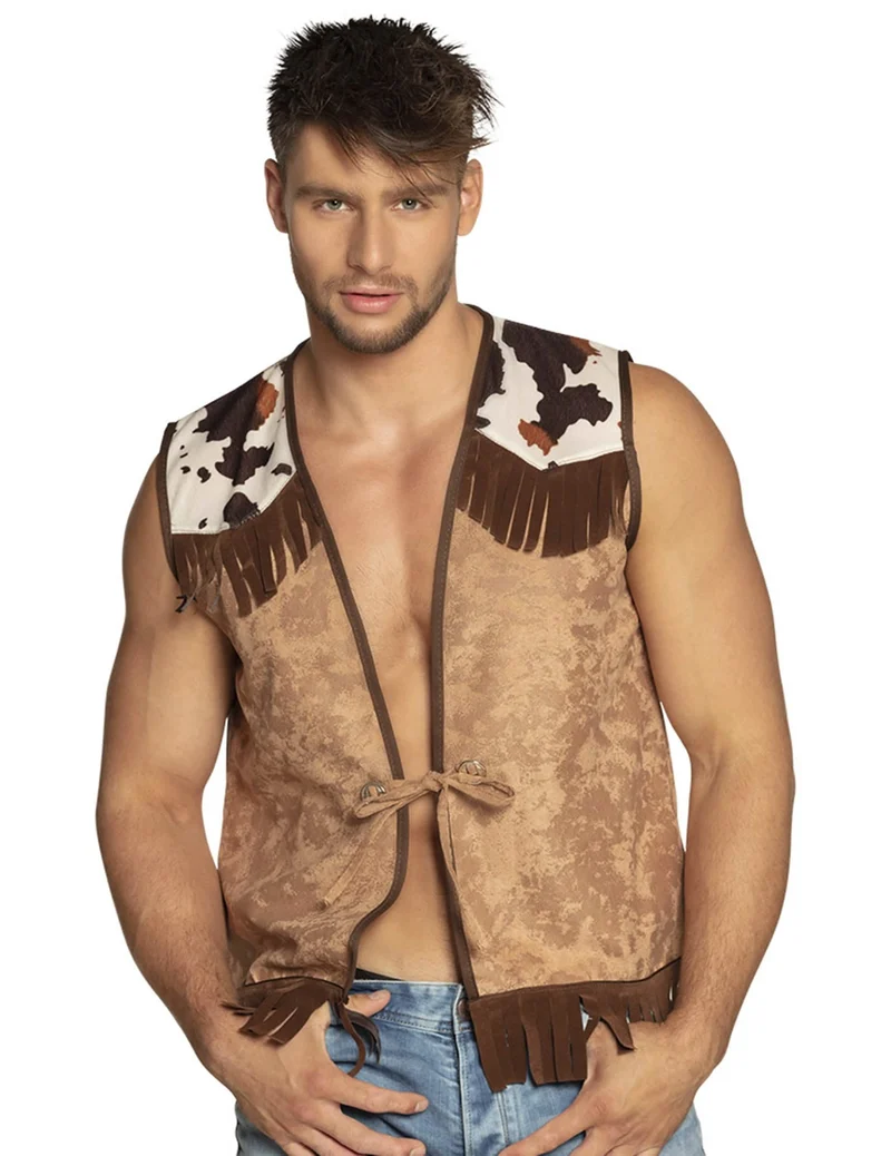 Cowboy-Weste für Herren Kostümzubehör braun-weiss