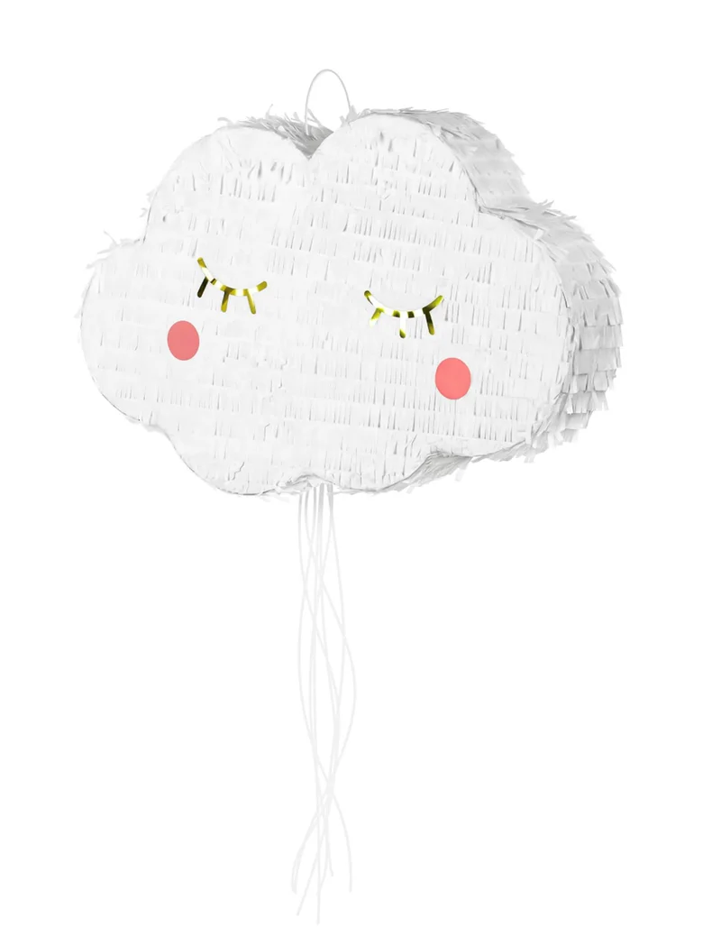 Weiße Wolken-Piñata mit Schnüren 50 x 32 cm