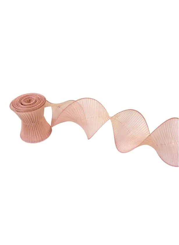Glänzendes Roségold Plissee-Drahtband 12 cm x 2,5 m für Hochzeit