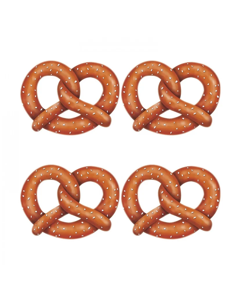 4 Karton-Brezel-Ausschnitte 27 cm Oktoberfest