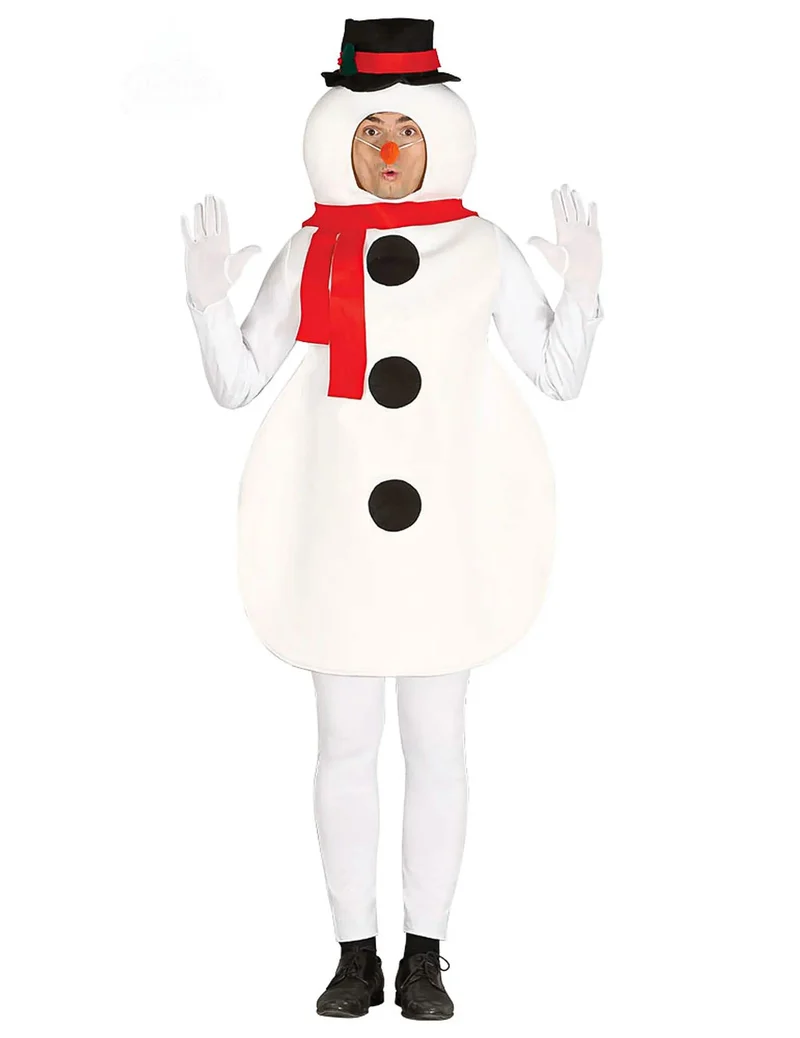 Winterliches Schneemann-Kostüm für Erwachsene weiss-rot-schwarz