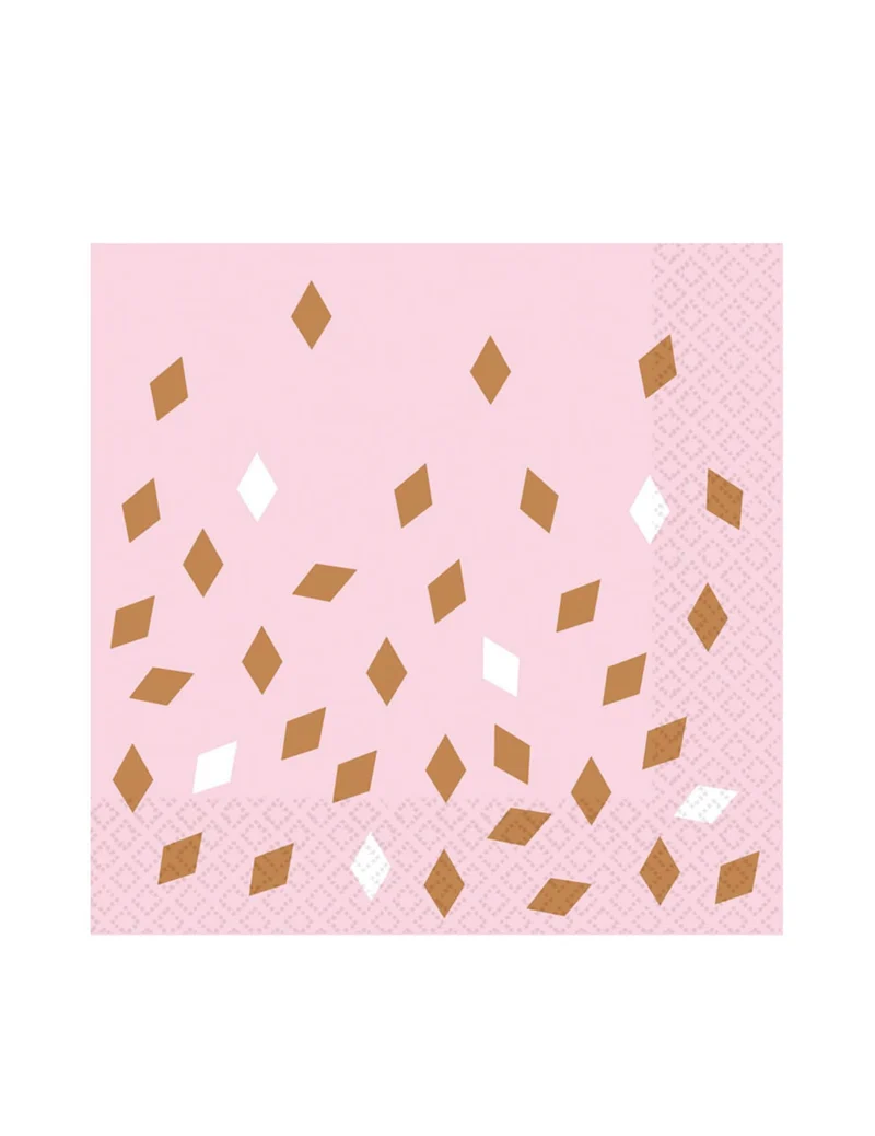 16 rosa Papier-Servietten Roségold Konfetti 33 x 33 cm für Geburtstag